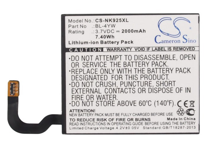 Replacement Battery for Nokia Catwalk – Mobile, SmartPhone – 2000mAh / 7.40Wh / 3.7V