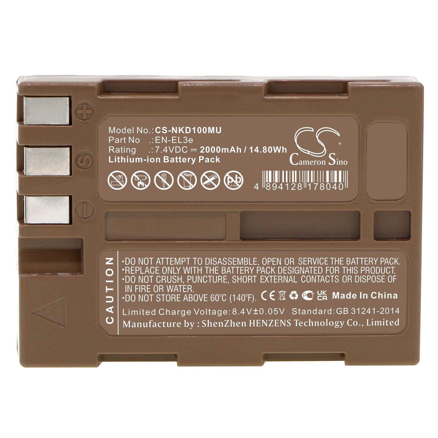 Replacement Battery for NIKON D100 – Camera – 2000mAh / 14.80Wh / 7.4V
