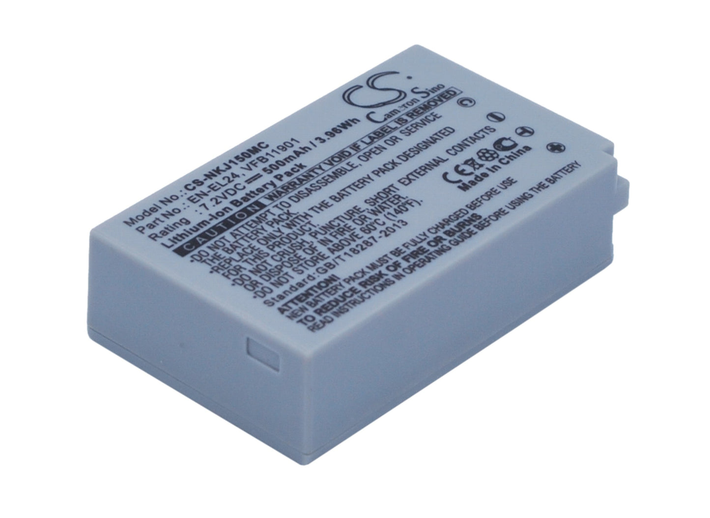 Replacement Battery for Nikon 1 J5 – Camera – 500mAh / 3.96Wh / 7.2V