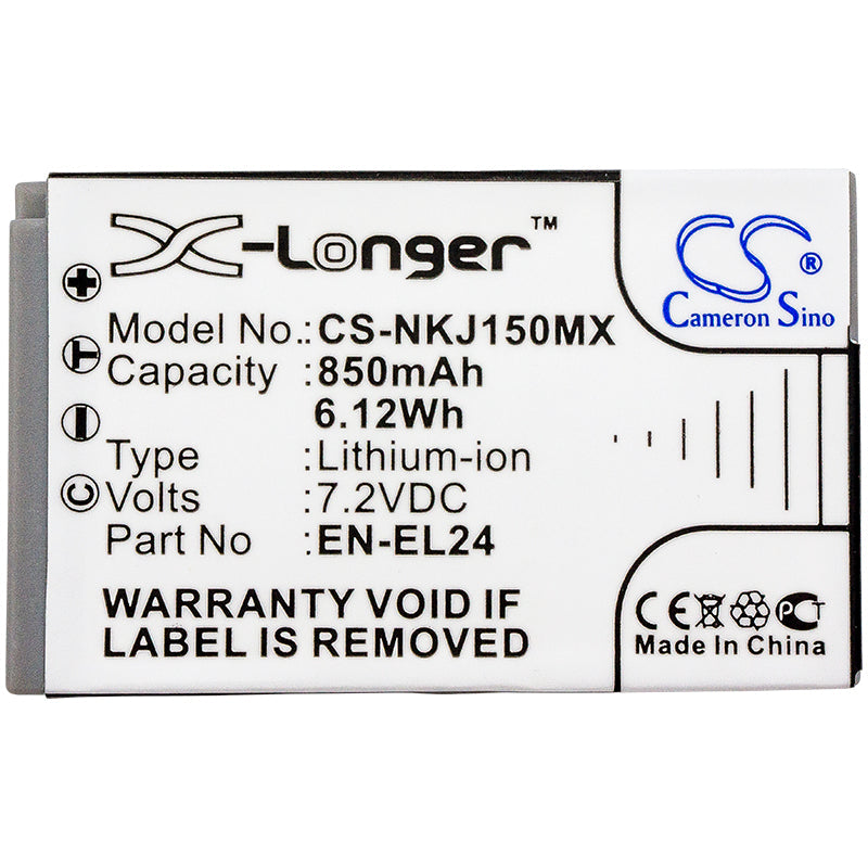 Replacement Battery for Nikon 1 J5 – Camera – 850mAh / 6.12Wh / 7.2V