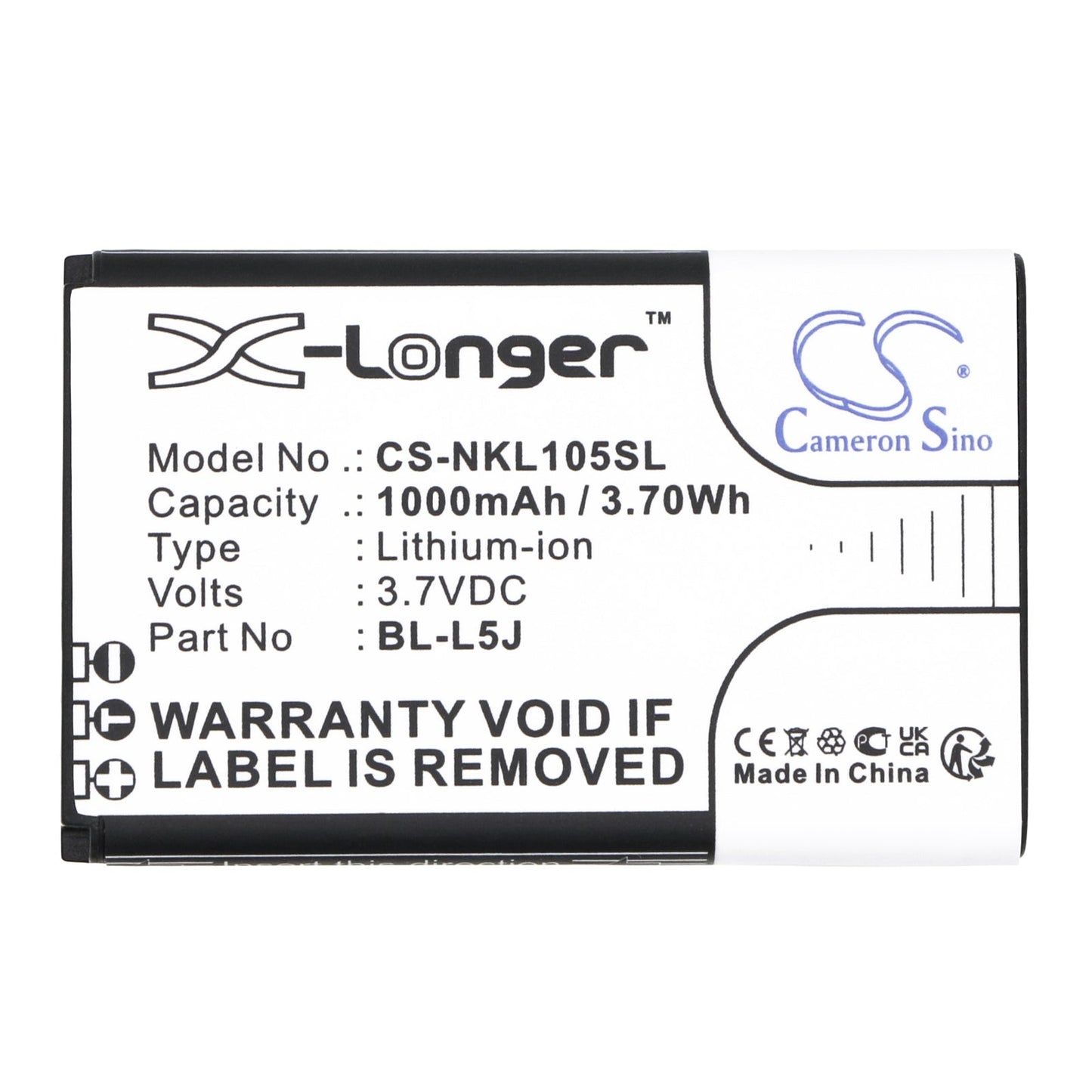 Replacement Battery for Nokia 105 2023 – Mobile, SmartPhone – 1000mAh / 3.70Wh / 3.7V