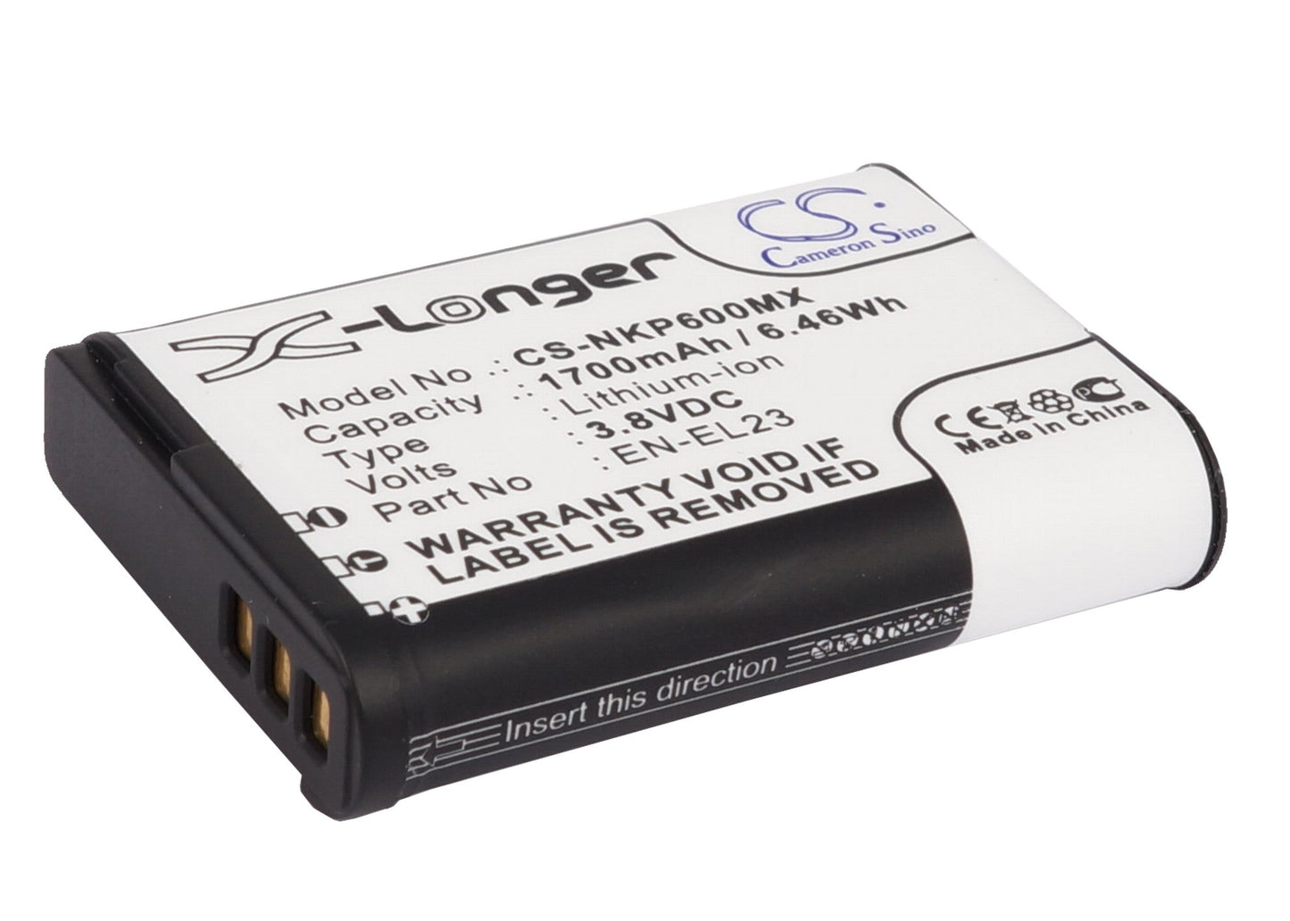 Replacement Battery for Nikon Coolpix P600 – Camera – 1700mAh / 6.46Wh / 3.8V