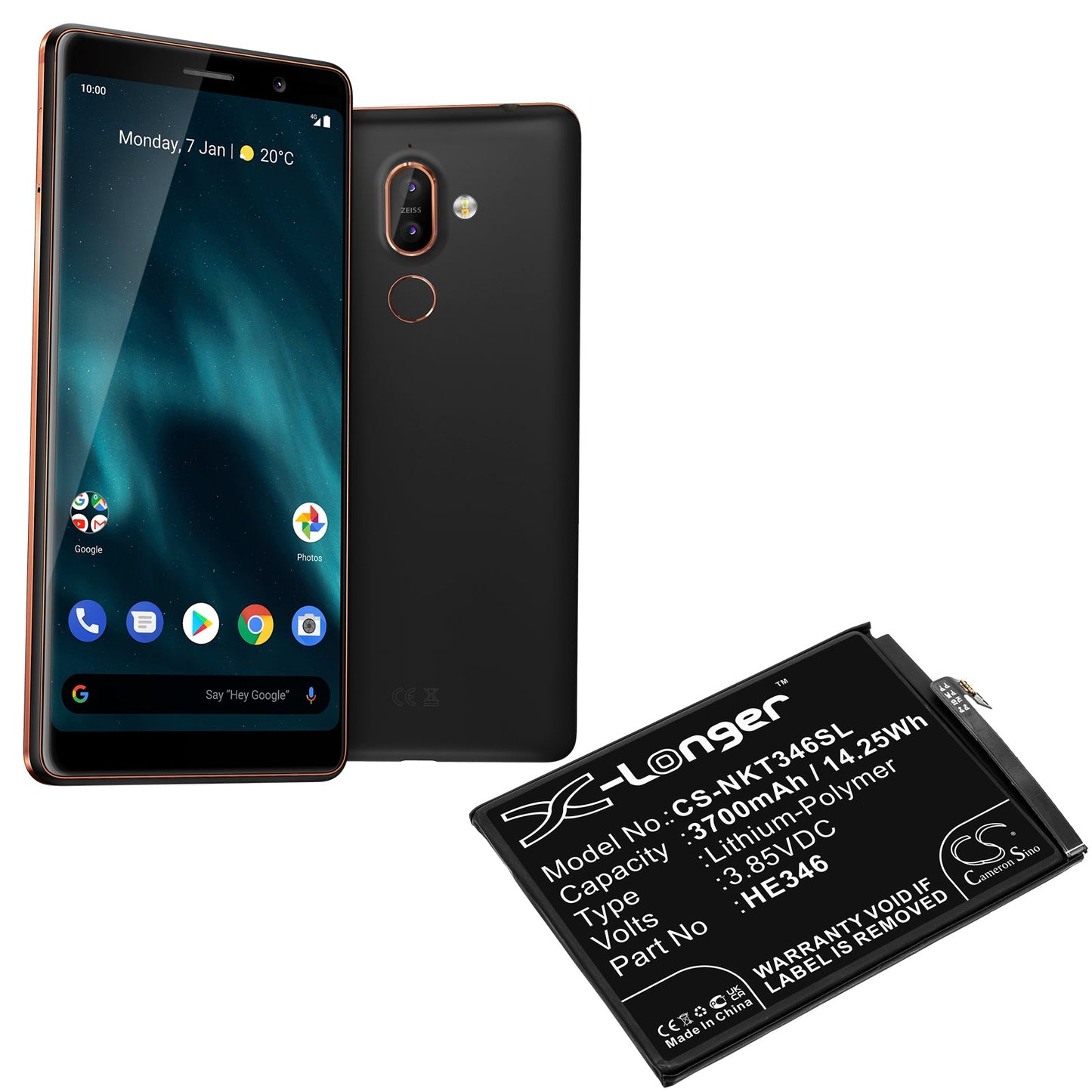 Replacement Battery for Nokia 7 Plus – Mobile, SmartPhone – 3700mAh / 14.25Wh / 3.85V