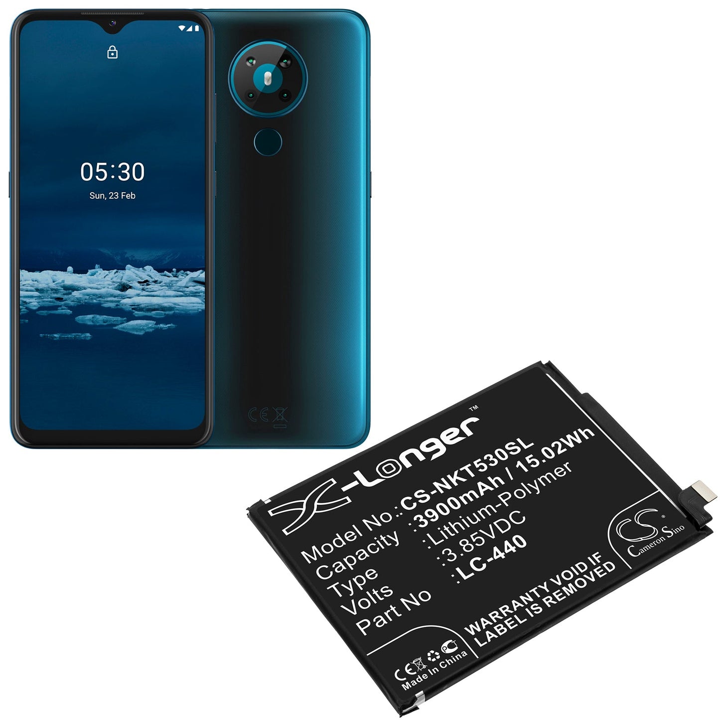 Replacement Battery for Nokia Nokia 5.3 – Mobile, SmartPhone – 3900mAh / 15.02Wh / 3.85V