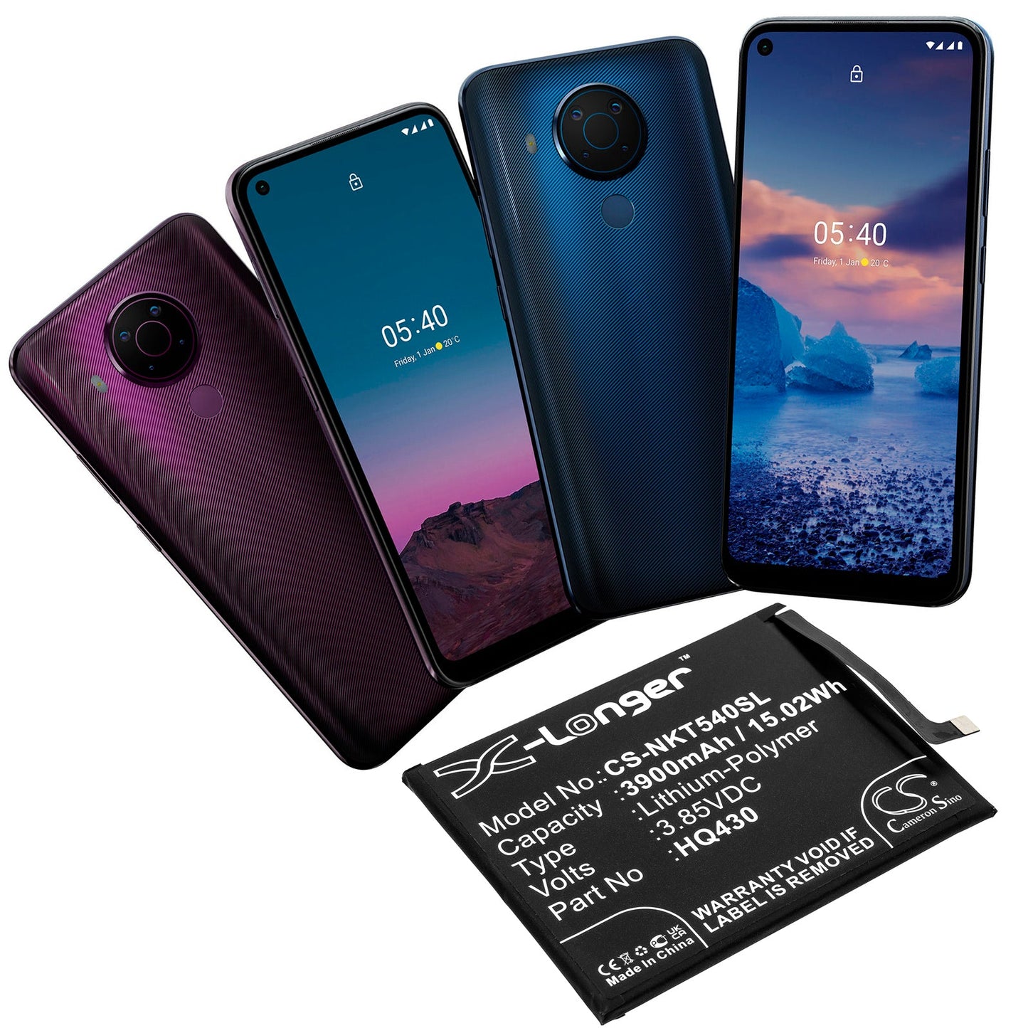 Replacement Battery for Nokia 5.4 2021 – Mobile, SmartPhone – 3900mAh / 15.02Wh / 3.85V