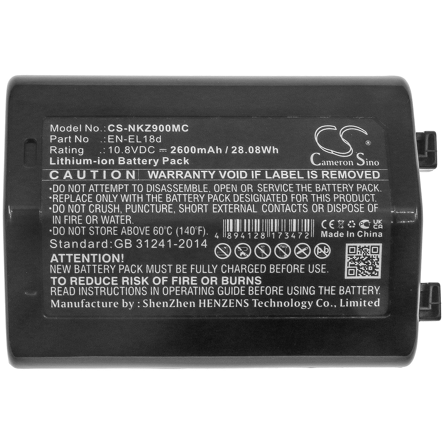 Replacement Battery for NIKON D6 – Camera – 2600mAh / 28.08Wh / 10.8V