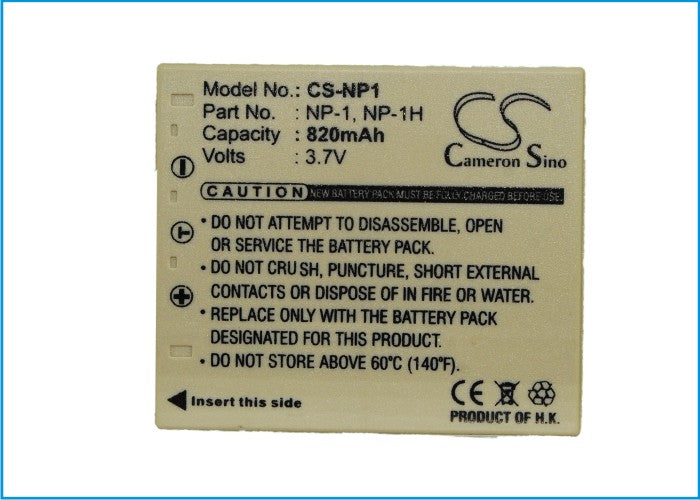 Replacement Battery for MINOLTA Dimage X1 – Camera – 820mAh / 3.03Wh / 3.7V