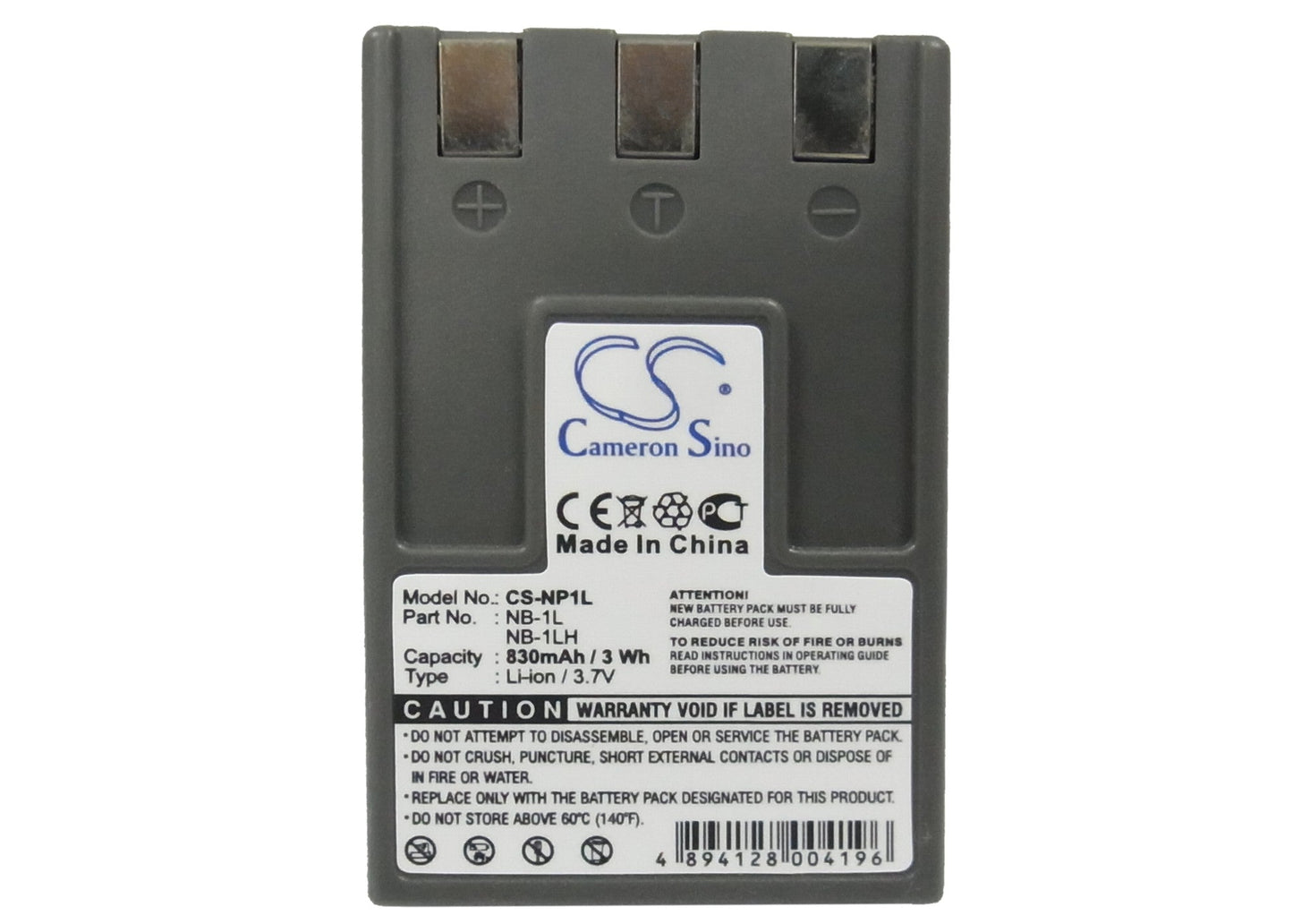 Replacement Battery for Canon Digital IXUS 200a – Camera – 830mAh / 3.07Wh / 3.7V