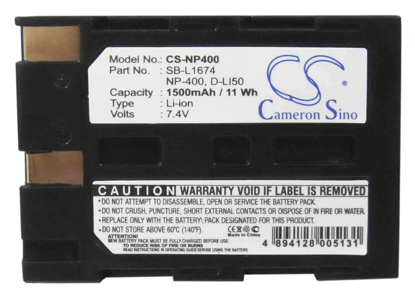 Replacement Battery for PENTAX K10D – Camera – 1500mAh / 11.10Wh / 7.4V