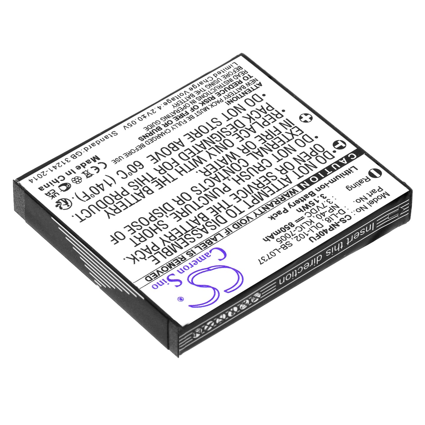 Replacement Battery for Rollei DA10 – Camera – 850mAh / 3.15Wh / 3.7V