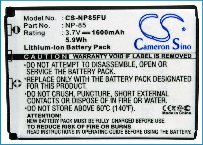 Replacement Battery for Fujifilm Finepix F305 – Camera – 1600mAh / 5.92Wh / 3.7V