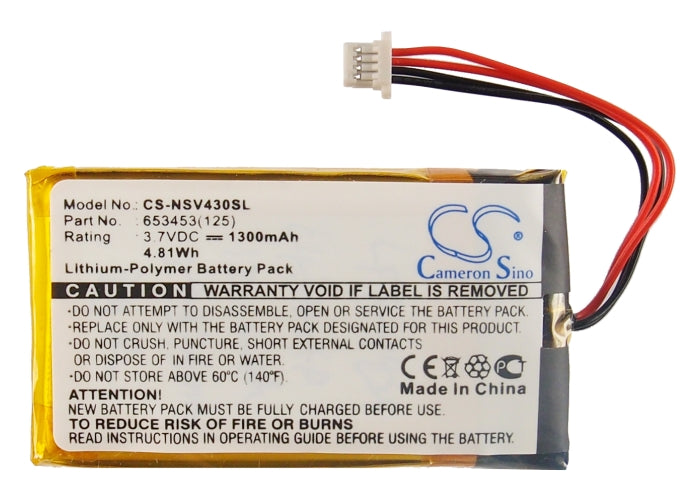 Replacement Battery for Insignia NS-NCV43 – GPS, Navigator – 1300mAh/4.81Wh / 3.7V