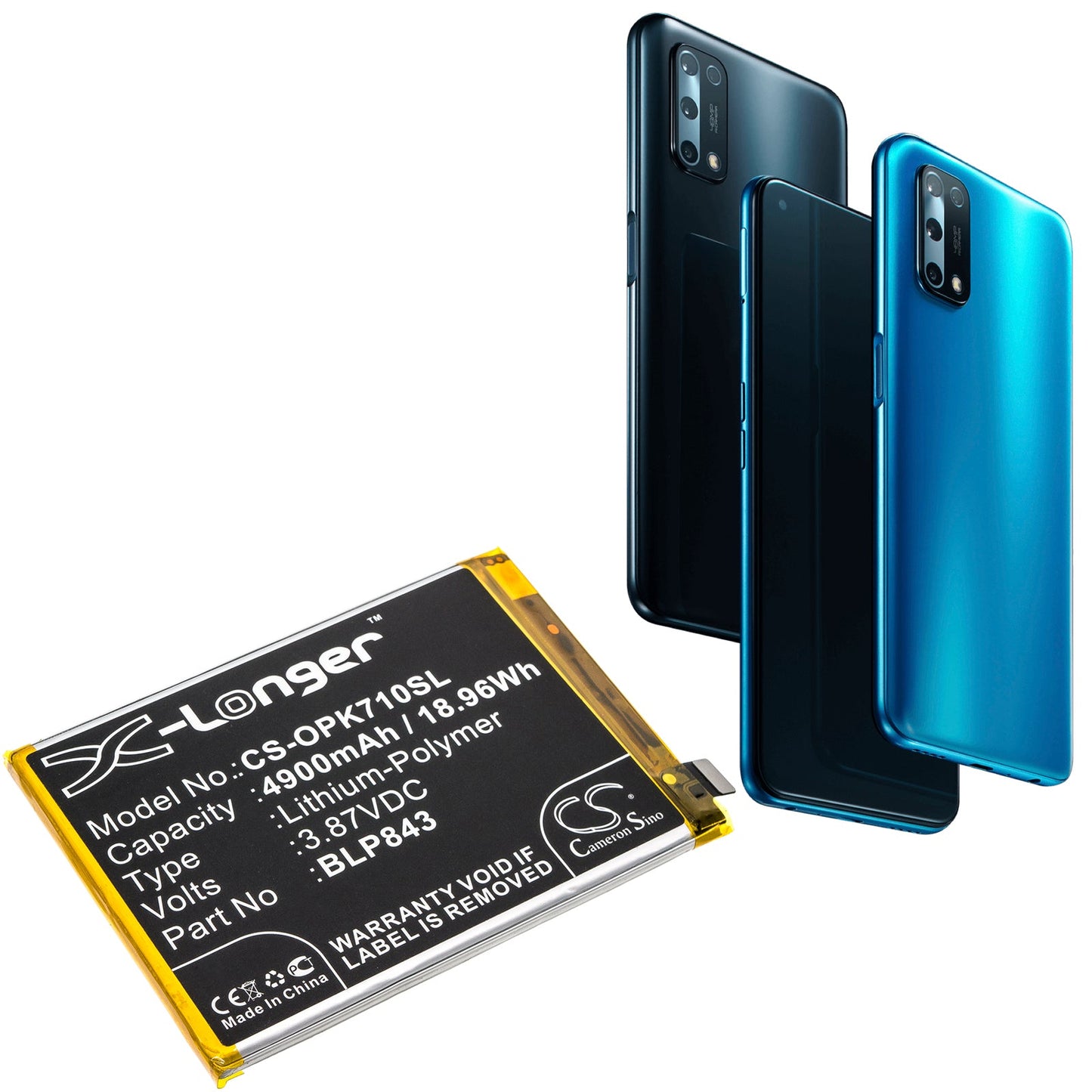 Replacement Battery for OPPO K7x – Mobile, SmartPhone – 4900mAh / 18.96Wh / 3.87V