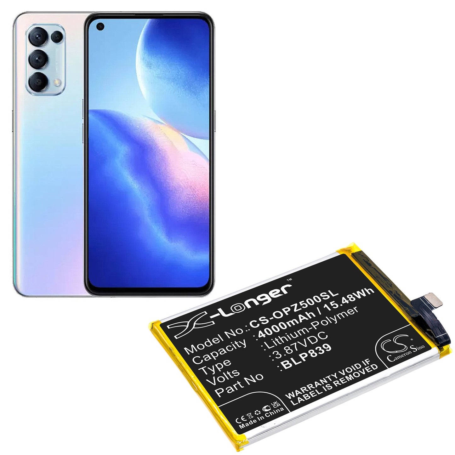 Replacement Battery for OPPO 2213 – Mobile, SmartPhone – 4000mAh / 15.48Wh / 3.87V