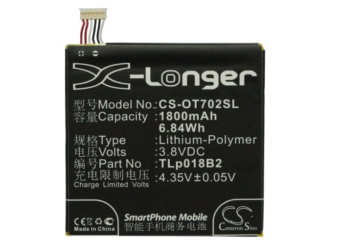 Replacement Battery for Alcatel One Touch 7024 – Mobile, SmartPhone – 1800mAh / 6.84Wh / 3.8V