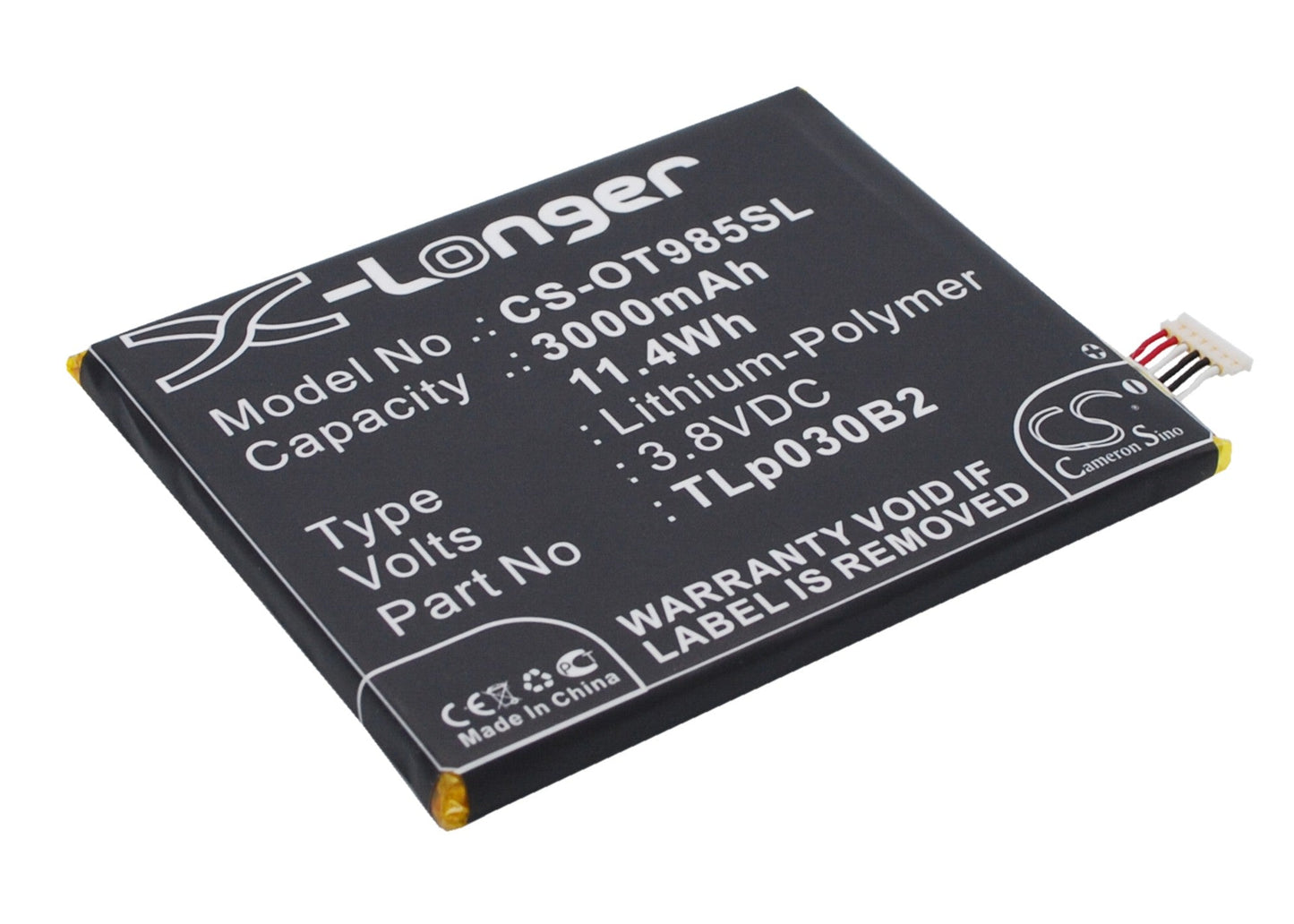 Replacement Battery for Vodafone OT-985N – Mobile, SmartPhone – 3000mAh / 11.40Wh / 3.8V