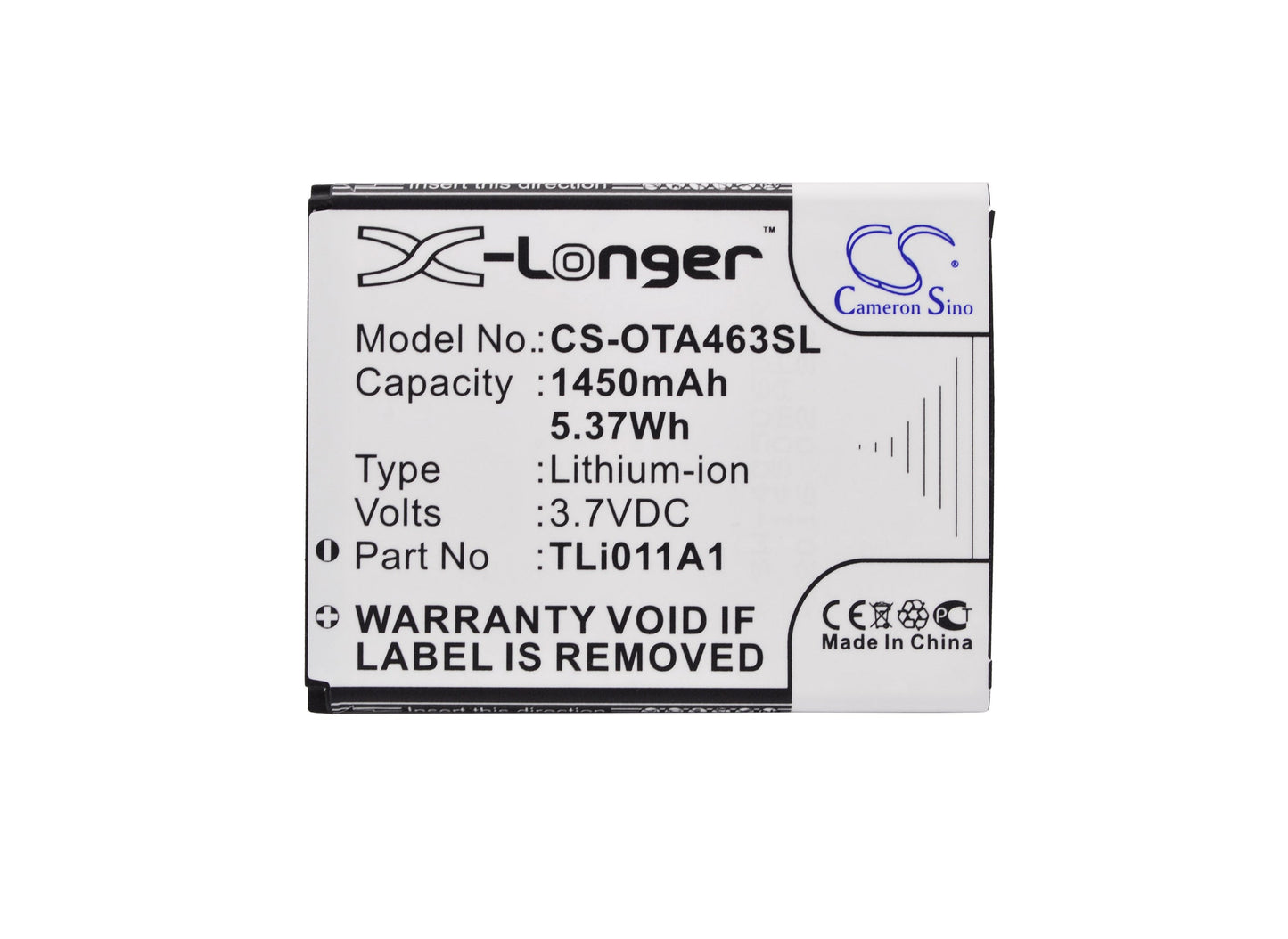 Replacement Battery for TRACFONE  A463 – Mobile, SmartPhone – 1450mAh / 5.37Wh / 3.7V