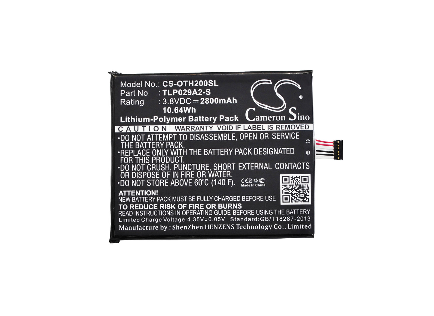 Replacement Battery for Alcatel BAAL6045Y – Mobile, SmartPhone – 2800mAh / 10.64Wh / 3.8V
