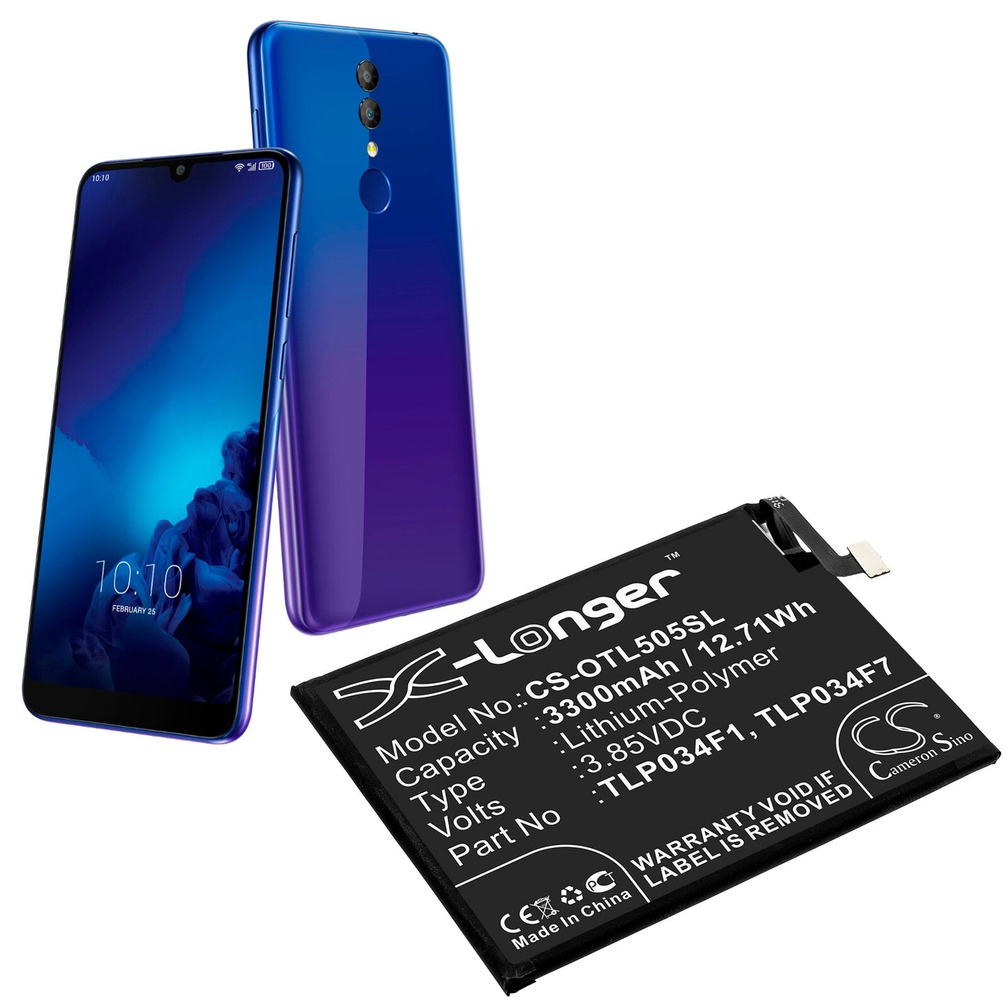 Replacement Battery for Total Wireless  A2X – Mobile, SmartPhone – 3300mAh / 12.71Wh / 3.85V