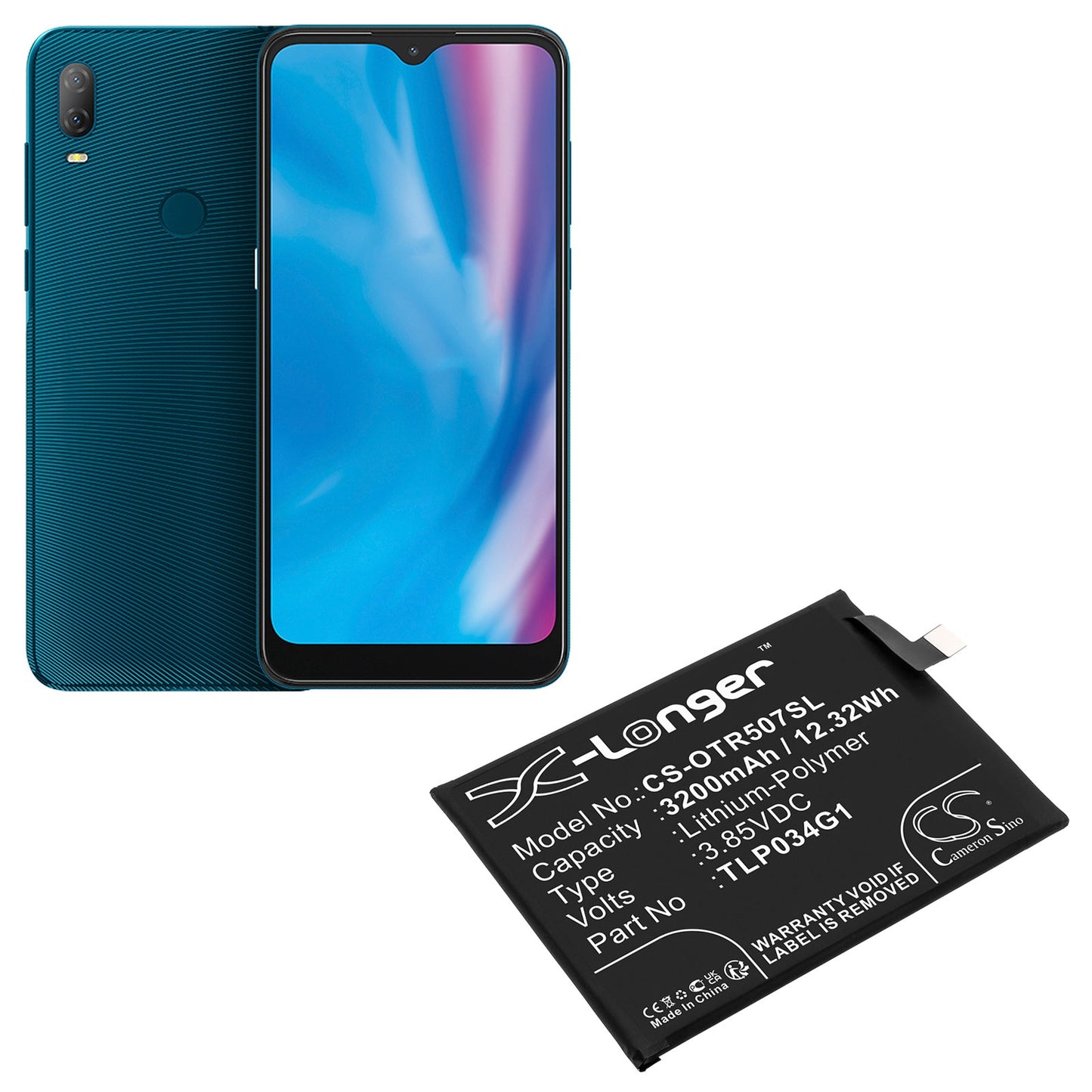 Replacement Battery for Alcatel OT-5007S – Mobile, SmartPhone – 3200mAh / 12.32Wh / 3.85V