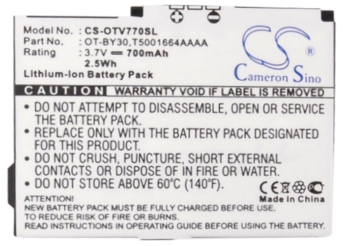 Replacement Battery for Alcatel One Touch V770 – Mobile, SmartPhone – 700mAh/2.59Wh / 3.7V
