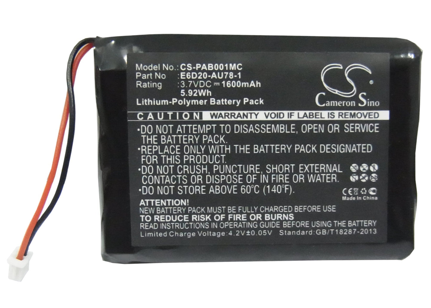 Replacement Battery for Panasonic Arbitator Body Worn Mics – Camera – 1600mAh / 5.92Wh / 3.7V