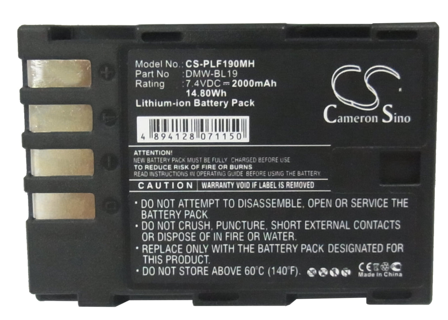 Replacement Battery for Panasonic Lumix DMC-GH3 – Camera – 2000mAh / 14.80Wh / 7.4V