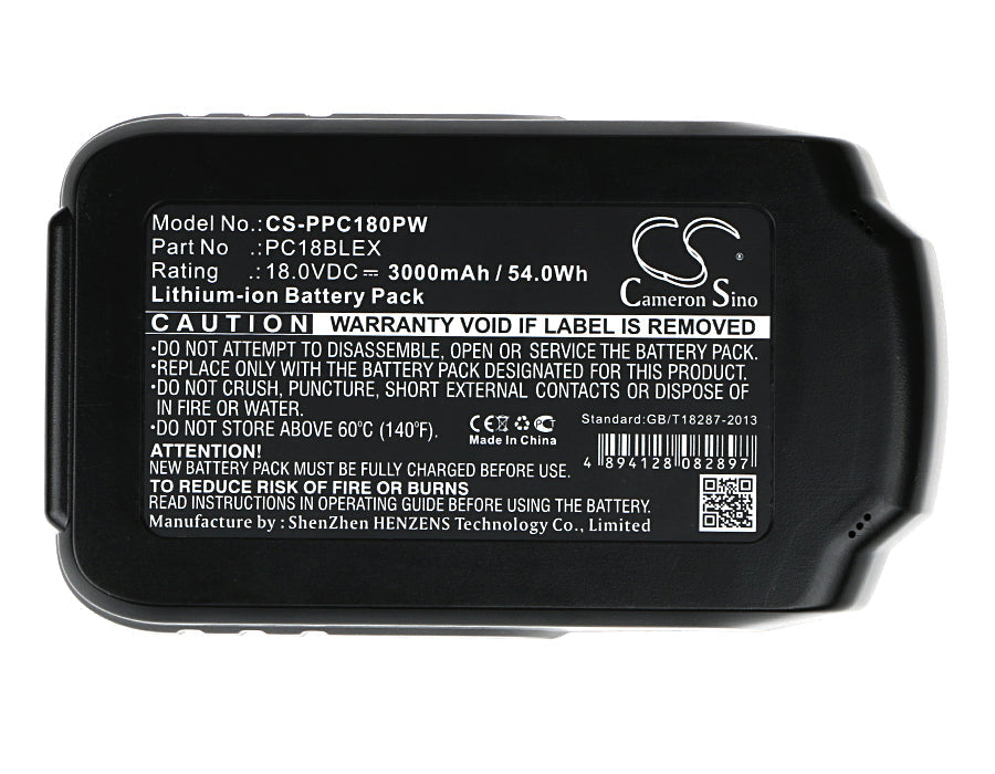 Replacement Battery for Porter Cable PC18AG – Power Tools – 3000mAh / 54.00Wh / 18.0V
