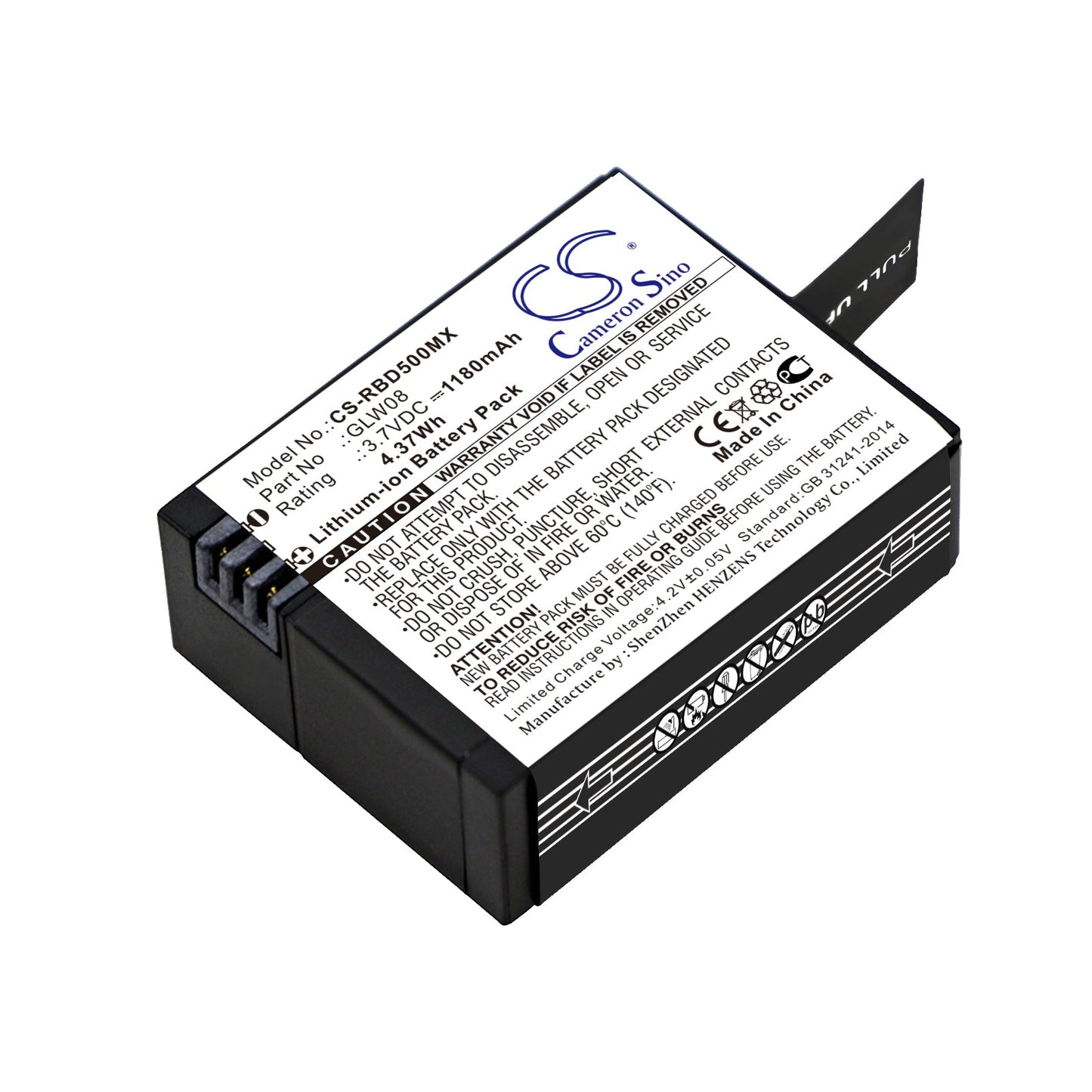 Replacement Battery for Rollei Actioncam 500 – Camera – 1180mAh / 4.37Wh / 3.7V