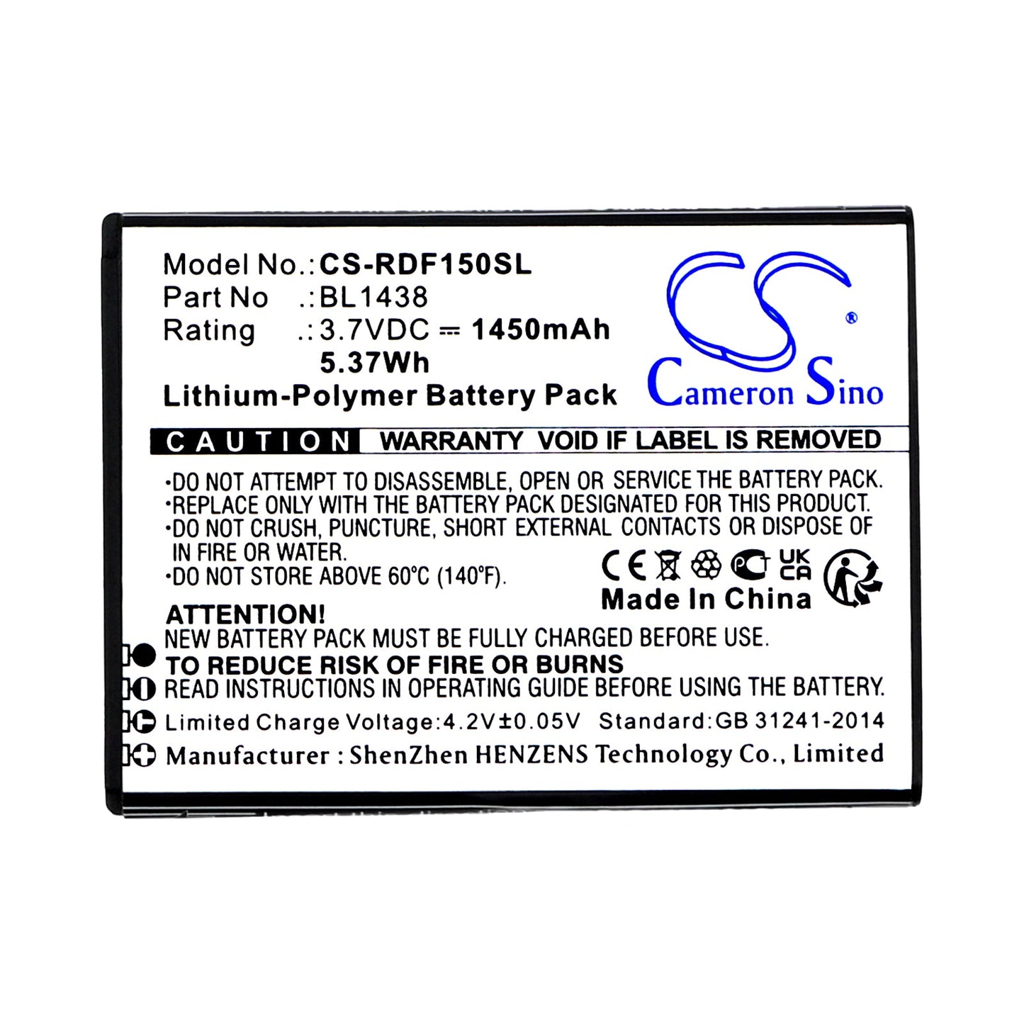 Replacement Battery for R3Di Bright Flip – Mobile, SmartPhone – 1450mAh / 5.37Wh / 3.7V