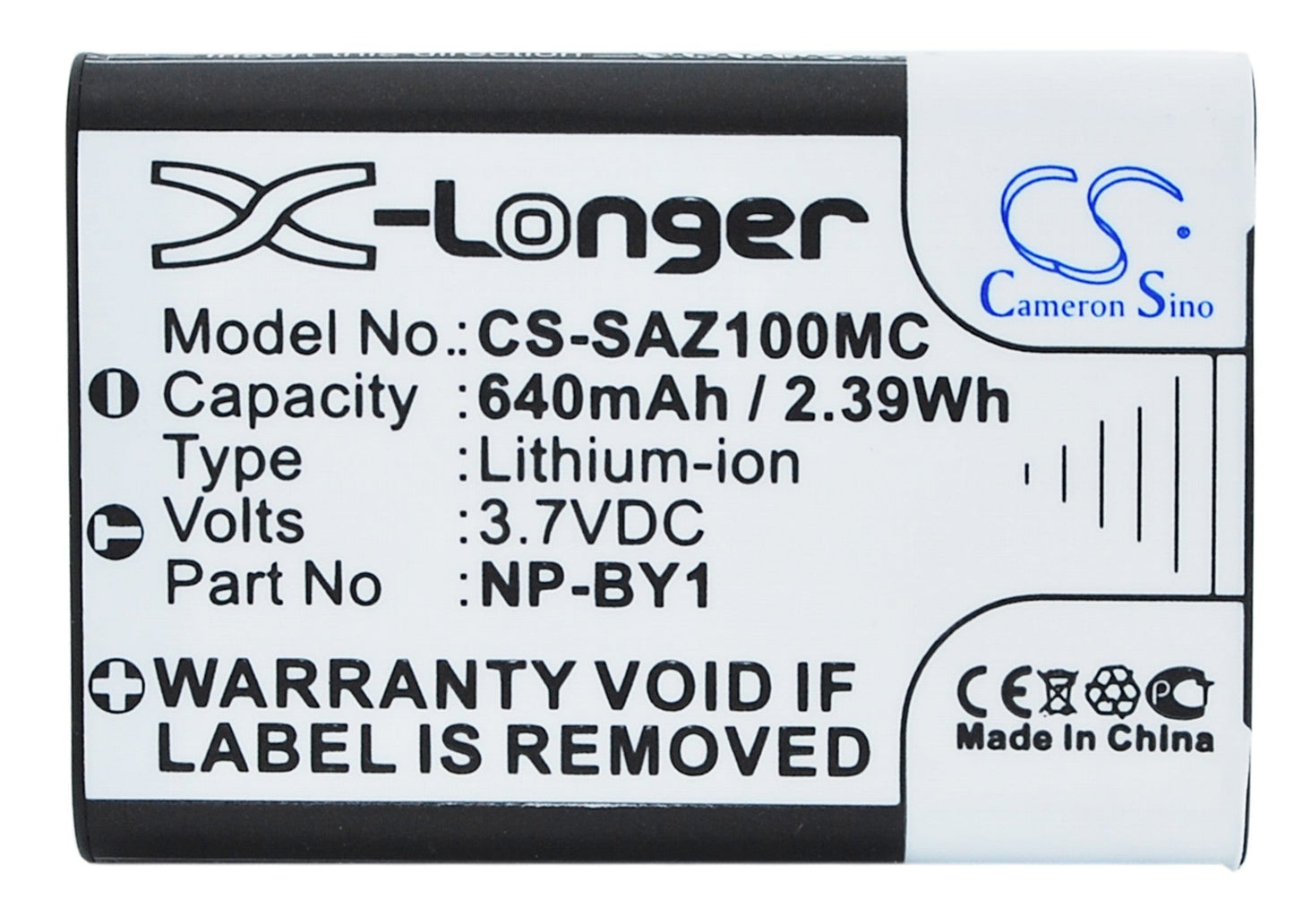 Replacement Battery for Sony Action Cam Mini AZ1 – Camera – 640mAh / 2.39Wh / 3.7V