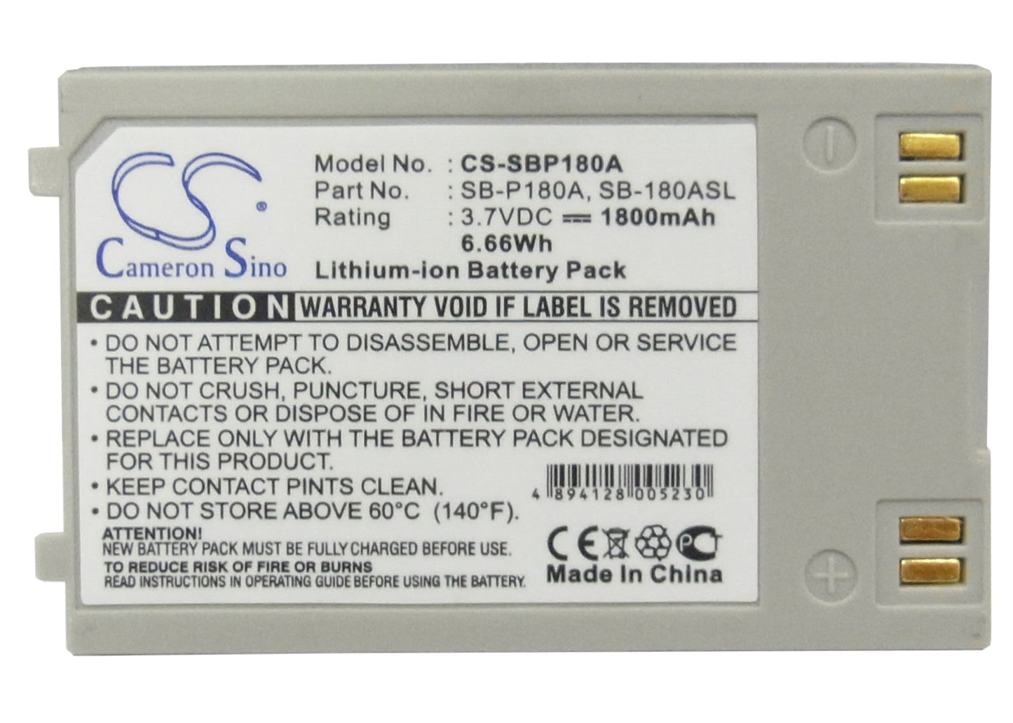 Replacement Battery for Samsung SC-MM10 – Camera – 1800mAh / 3.7V