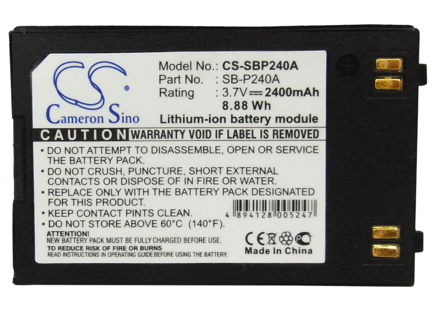 Replacement Battery for Samsung SC-MM10 – Camera – 2400mAh / 3.7V