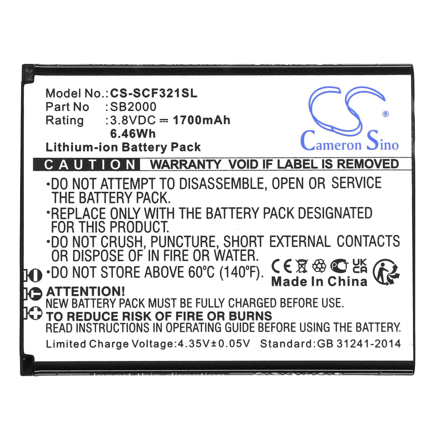 Replacement Battery for Schok Flip SC3218B – Mobile, SmartPhone – 1700mAh / 6.46Wh / 3.8V