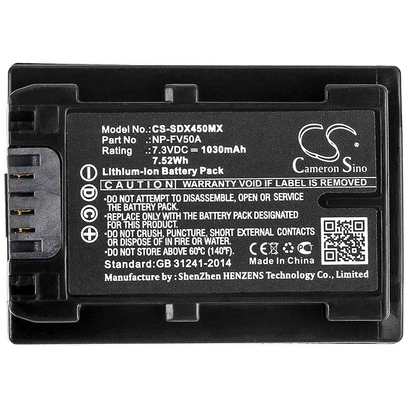 Replacement Battery for Sony FDR-AX33 – Camera – 1030mAh / 7.52Wh / 7.3V