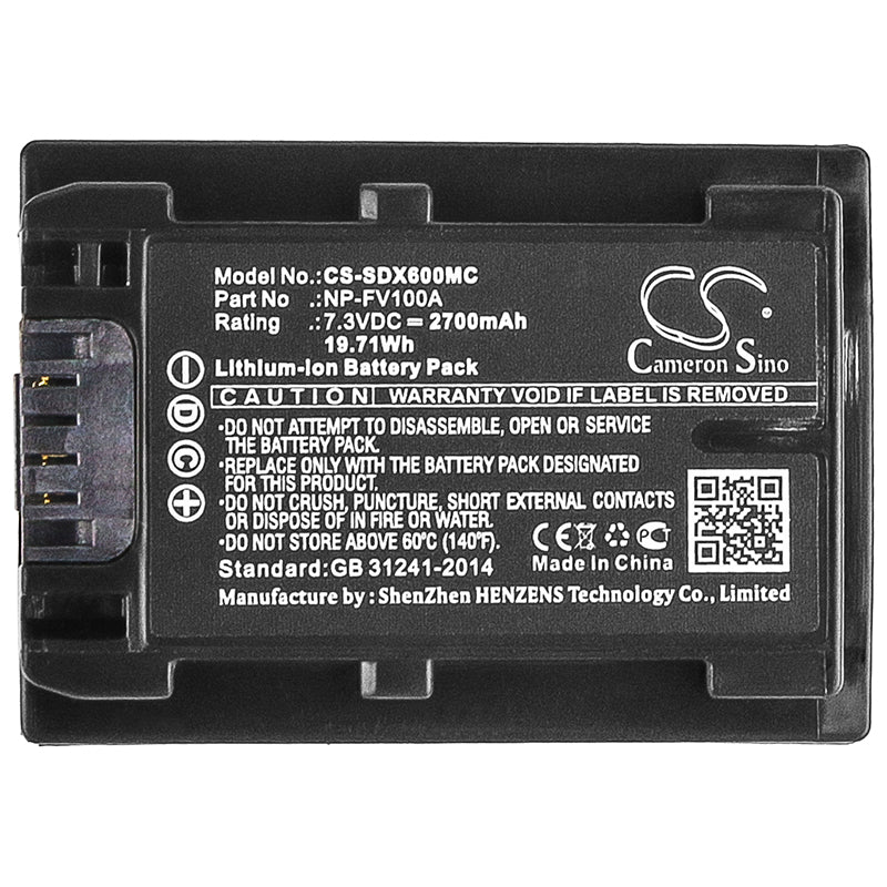Replacement Battery for Sony FDR-AX33 – Camera – 2700mAh / 19.71Wh / 7.3V