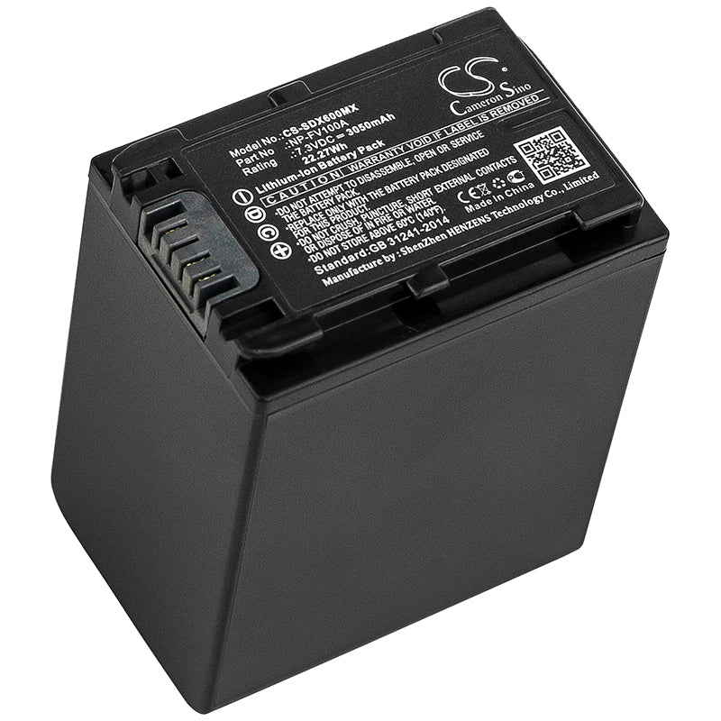 Replacement Battery for Sony FDR-AX33 – Camera – 3050mAh / 22.27Wh / 7.3V