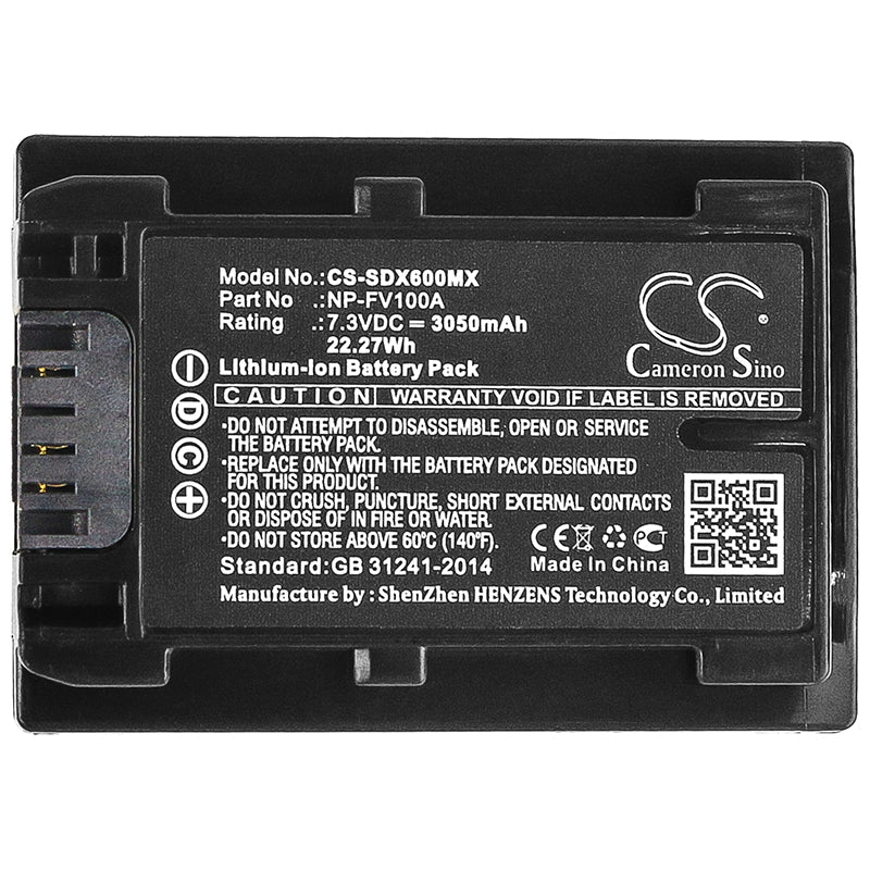 Replacement Battery for Sony FDR-AX33 – Camera – 3050mAh / 22.27Wh / 7.3V