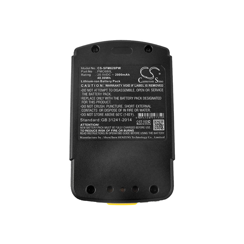 Replacement Battery for Stanley FMC620 – Power Tools – 2000mAh / 40.00Wh / 20.0V