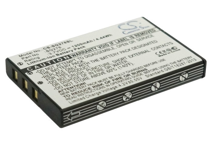 Replacement Battery for Zycast SG-278 – GPS, Navigator – 1200mAh / 4.44Wh / 3.7V