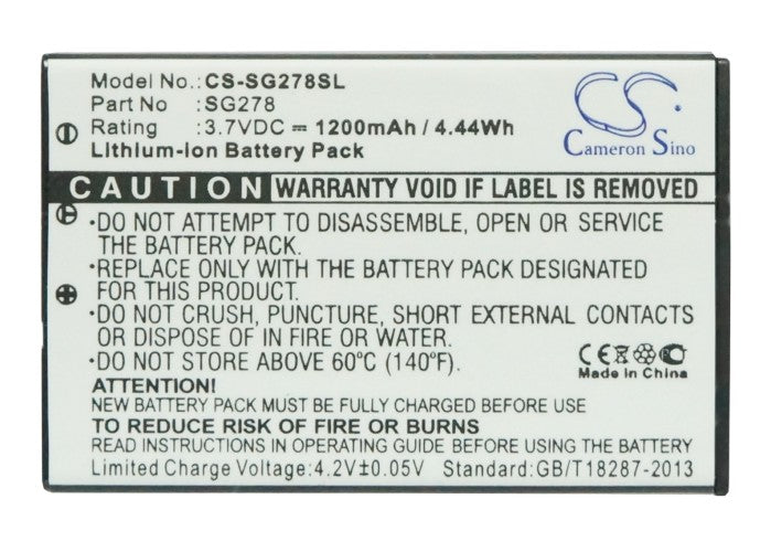 Replacement Battery for Zycast SG-278 – GPS, Navigator – 1200mAh / 4.44Wh / 3.7V