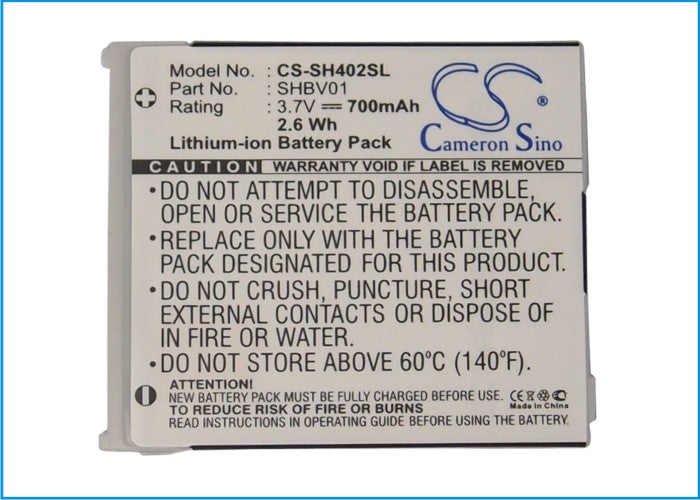 Replacement Battery for SoftBank V402SH – Mobile, SmartPhone – 700mAh / 3.7V