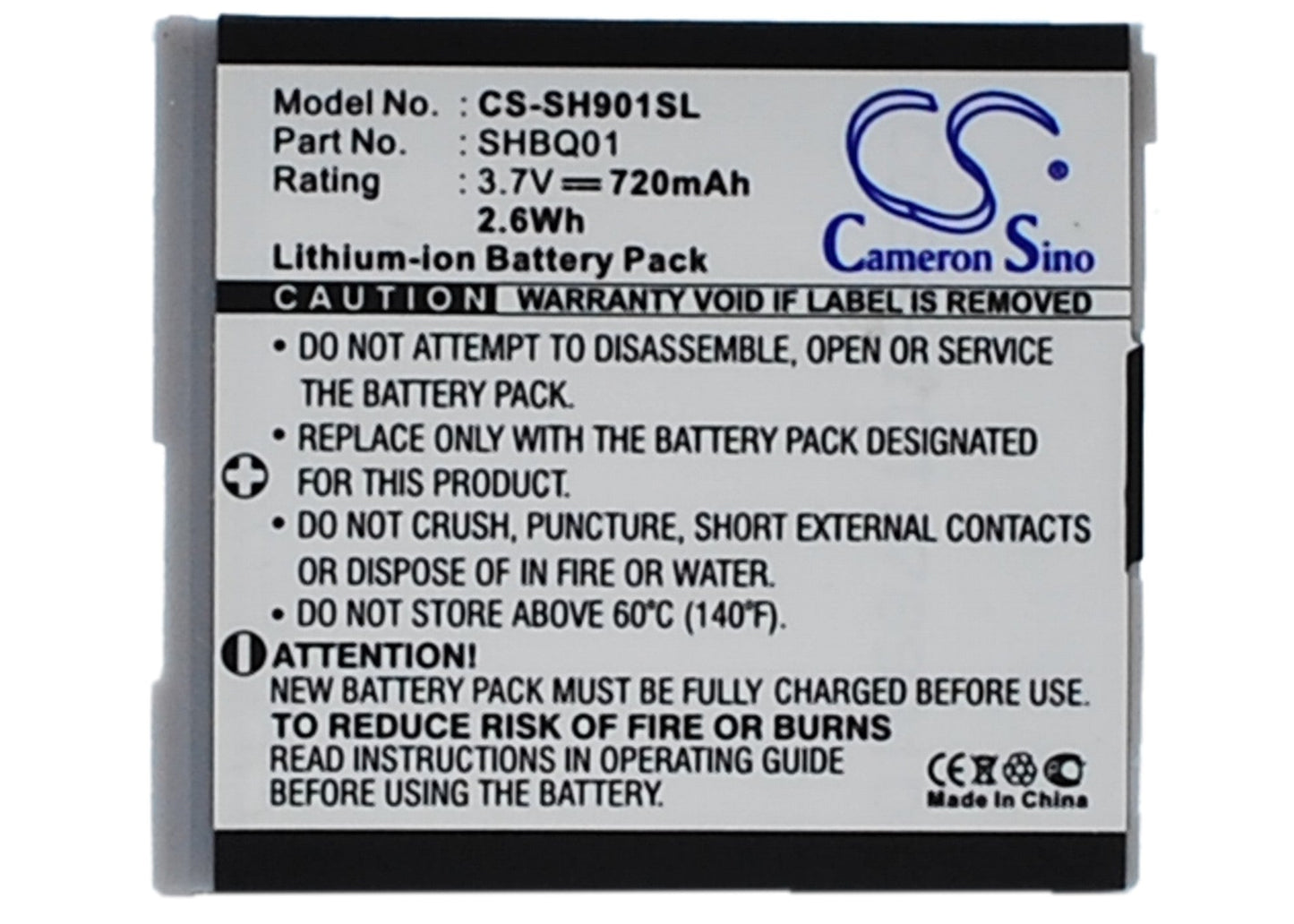 Replacement Battery for Sharp SH05 – Mobile, SmartPhone – 720mAh / 3.7V