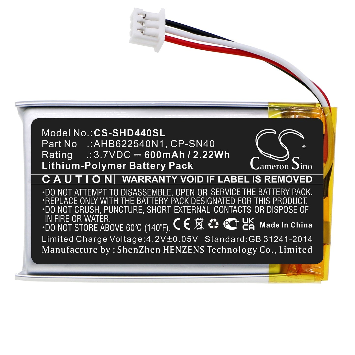Replacement Battery for Sennheiser HD 4.40 BT – Wireless Headset – 600mAh / 2.22Wh / 3.7V