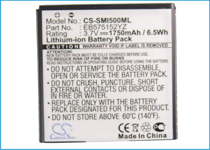 Replacement Battery for Verizon  Fascinate – Mobile, SmartPhone – 1750mAh/6.5Wh / 3.7V