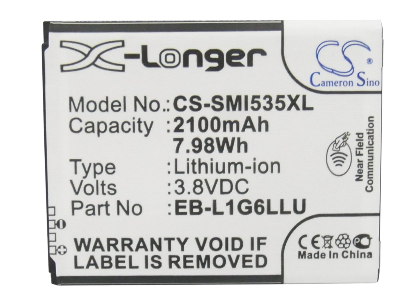 Replacement Battery for VERIZON  Galaxy S 3 – Mobile, SmartPhone – 2100mAh / 7.98Wh / 3.8V
