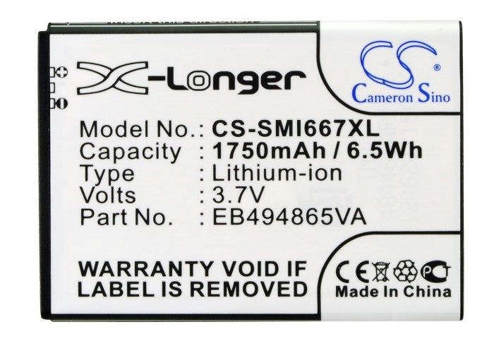 Replacement Battery for Samsung Focus 2 – Mobile, SmartPhone – 1750mAh/6.5Wh / 3.7V