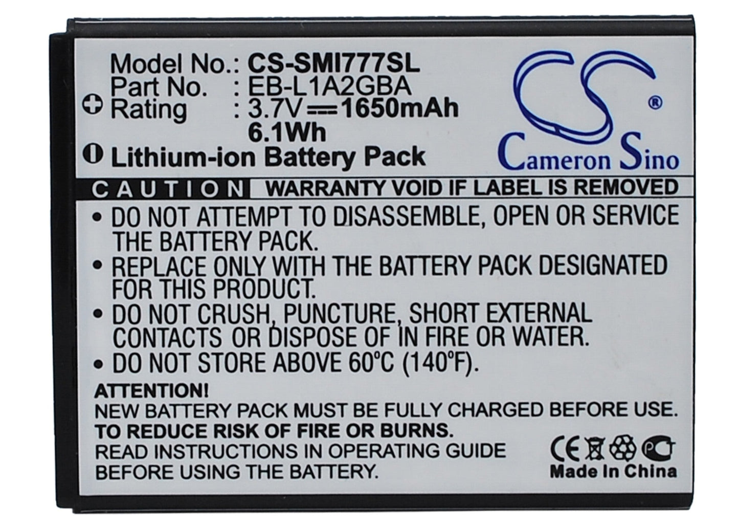 Replacement Battery for Samsung Attain – Mobile, SmartPhone – 1650mAh/6.1Wh / 3.7V