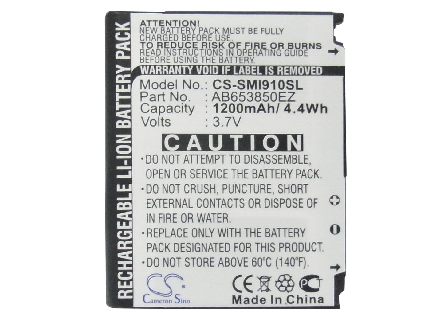 Replacement Battery for Verizon  Omnia i910 – Mobile, SmartPhone – 1200mAh / 3.7V