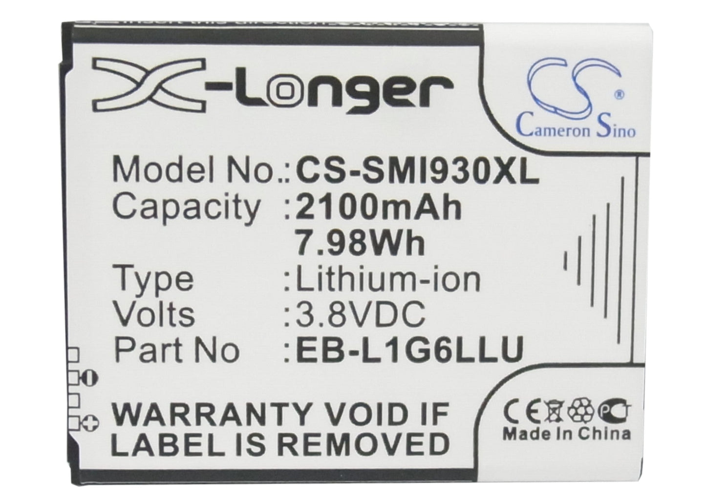 Replacement Battery for Verizon  Galaxy S3 – Mobile, SmartPhone – 2100mAh / 7.98Wh / 3.8V